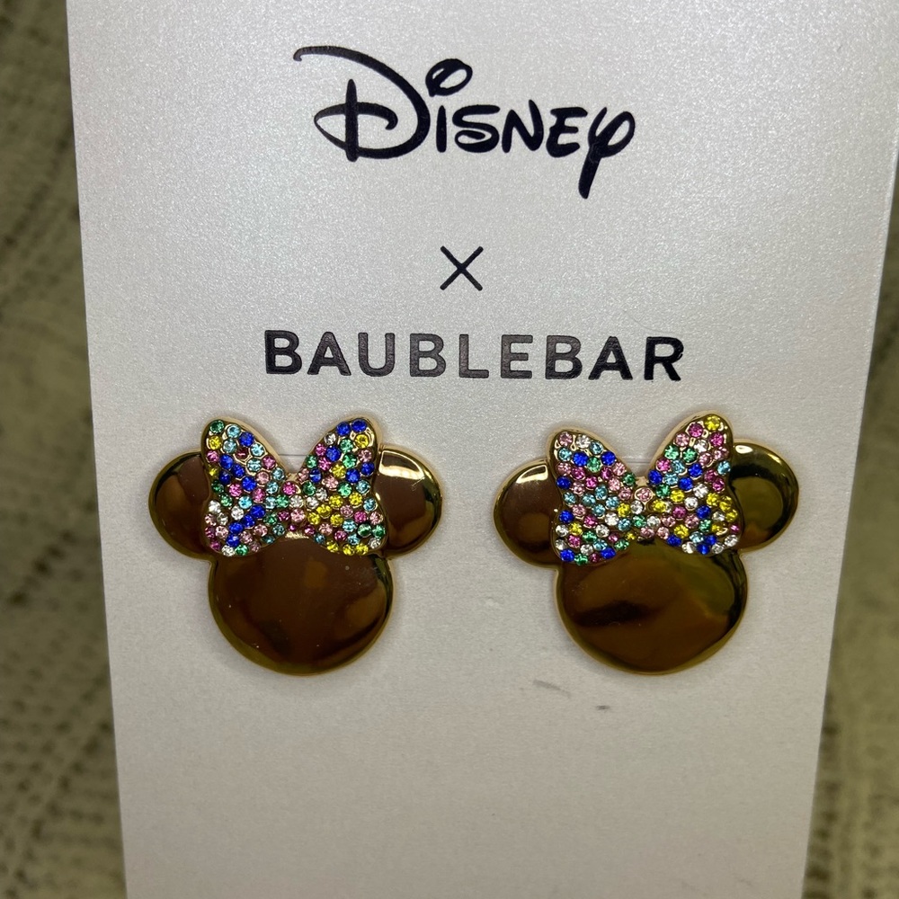 NWT Disney x BaubleBar Minnie Mouse Gold Stud Earrings